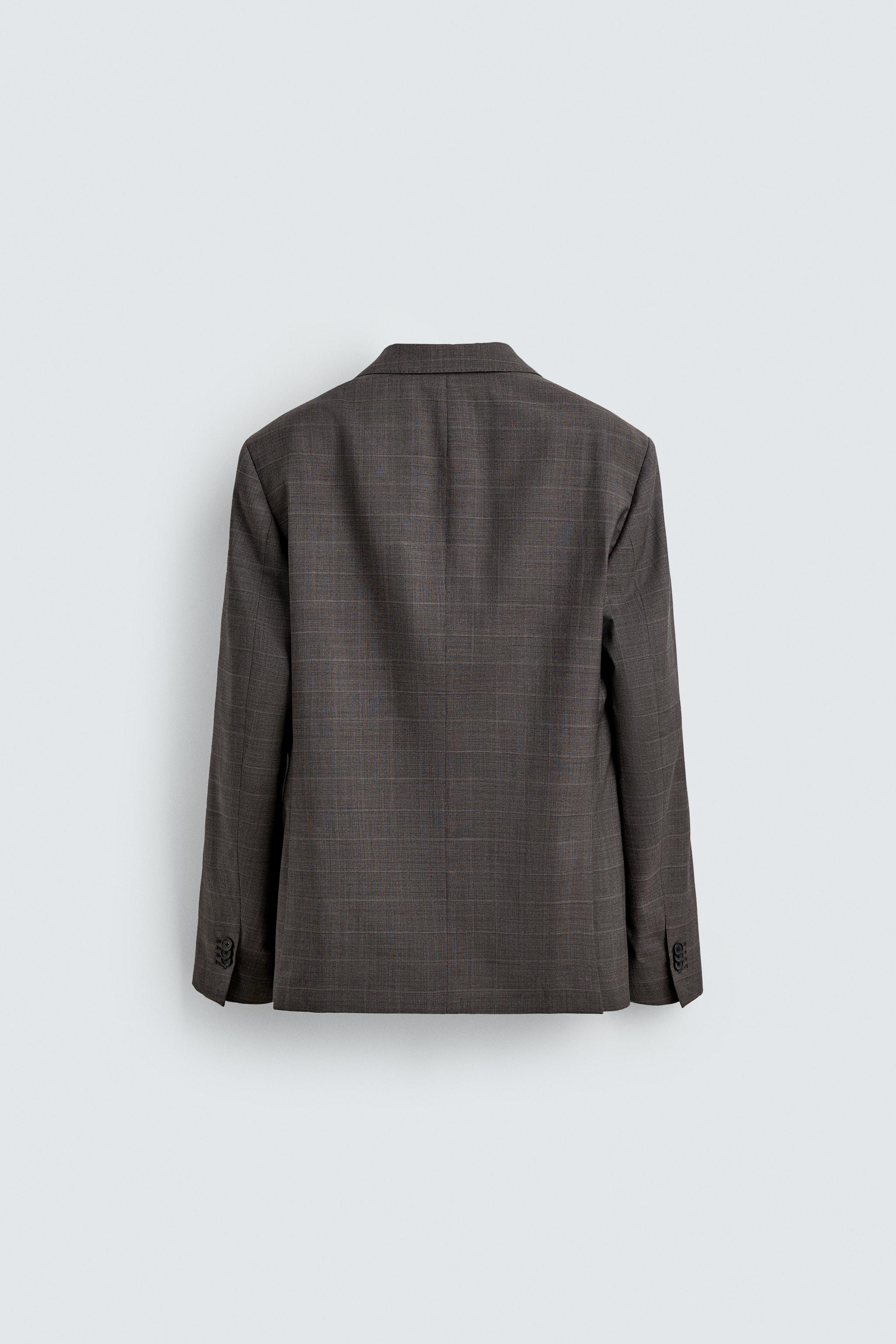 100% WOOL PLAID SUIT BLAZER